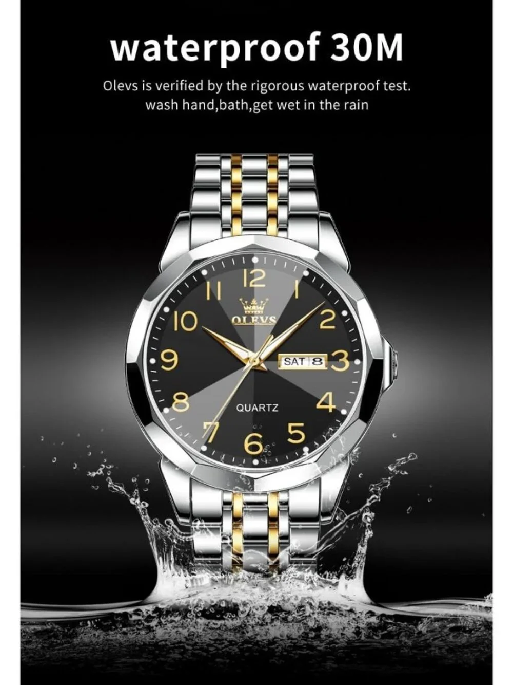 Men's Silver Black Analog Simple Business Stainless Waterproof Luminous Watch - Picture 4 of 6